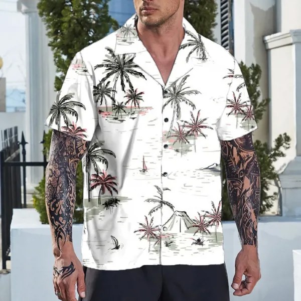 Мужская рубашка Hawaiian Vacation Palm Tree