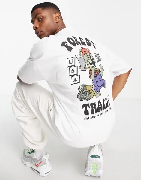 Белая oversized-футболка из органического хлопка с принтом спереди и сзади ASOS DESIGN-Белый