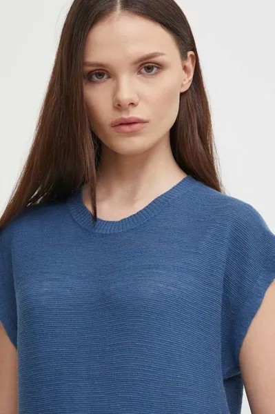 Жилет из смесового льна United Colors of Benetton, синий