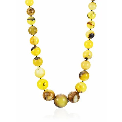 Бусы AmberHandmade, янтарь, длина 56 см, бежевый, черный