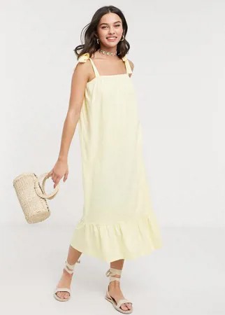 Желтый сарафан миди на бретельках ASOS DESIGN