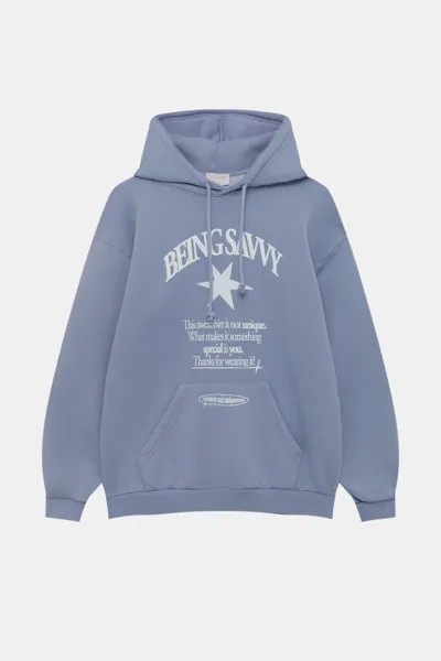 Худи женское Pull&Bear PUL557547304 голубое M. Доставка из-за рубежа.