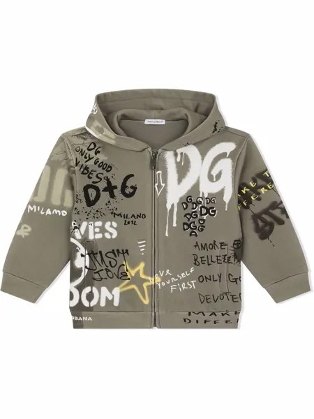 Dolce & Gabbana Kids худи на молнии с принтом граффити