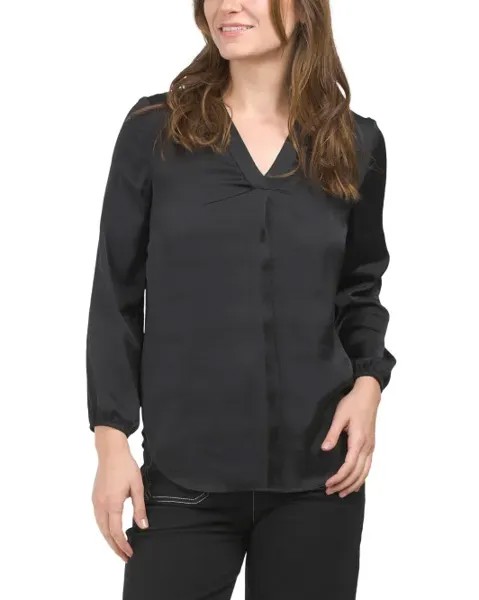 Миниатюрная атласная блузка со складками Anne Klein, цвет Anne Black