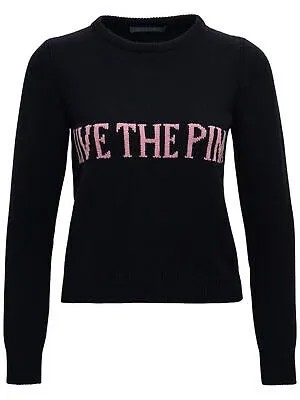 ALBERTA FERRETTI Женский черный пуловер в рубчик с круглым вырезом и длинными рукавами, свитер 6