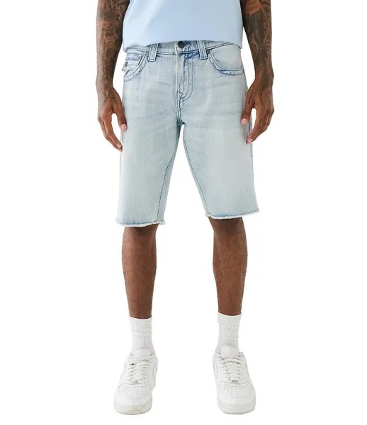 True Religion Ricky Flap Pocket Pocket Fray Hem 12 Шорты по внутреннему шву, синий