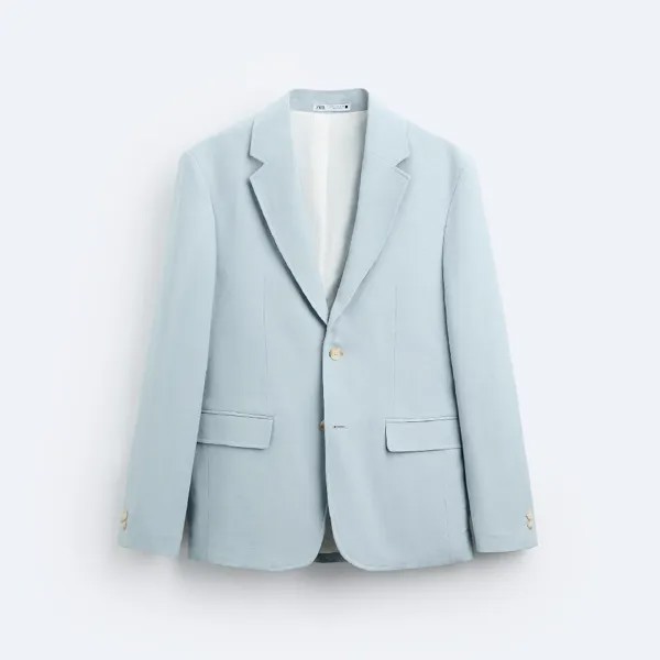 Пиджак Zara Viscose - Linen Suit, светло-голубой