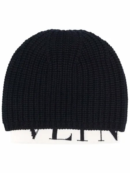 Valentino шапка бини в рубчик с логотипом