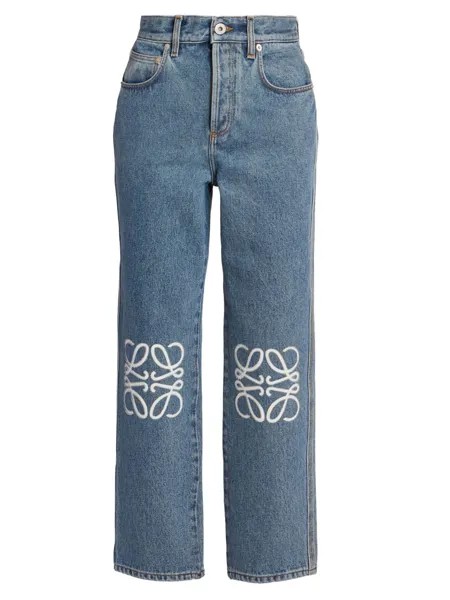 Укороченные джинсы Anagram с высокой посадкой Loewe, синий