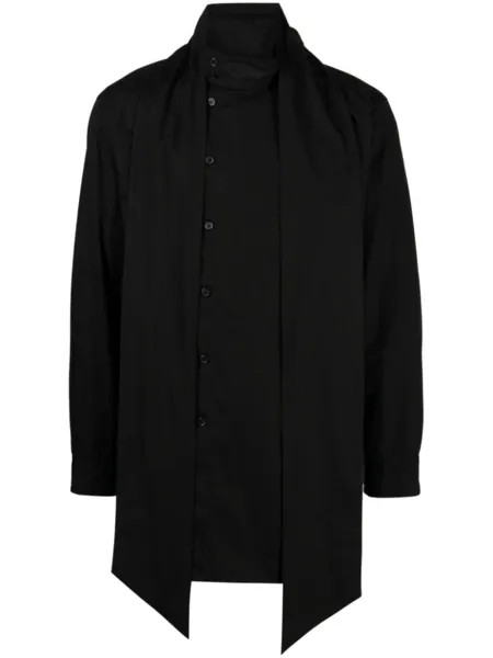 Многослойная рубашка с асимметричным подолом Yohji Yamamoto, черный