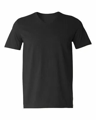 Мужская футболка из 100% хлопка с коротким рукавом и V-образным вырезом, большие размеры, черная 6XL