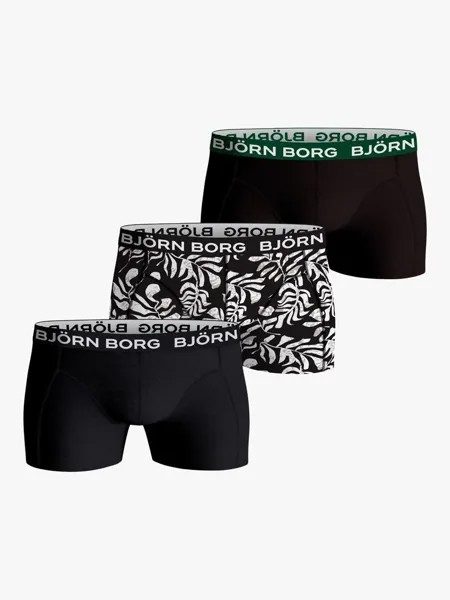 Боксеры из эластичного хлопка Björn Borg, черный/белый/зеленый