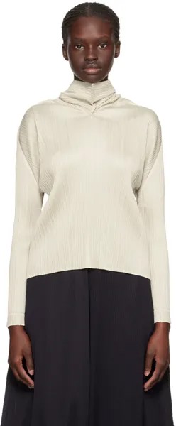 Бежевая блузка с капюшоном Monthly Colors Сентябрь Pleats Please Issey Miyake