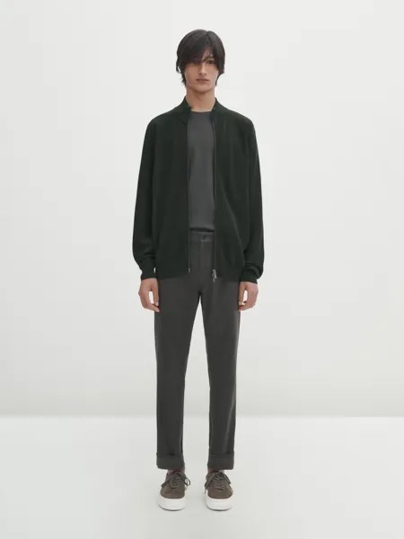 Комфортный кардиган с приборами на молнии Massimo Dutti, серый антрацит