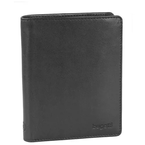 Портмоне BUGATTI Primo, чёрное, натуральная воловья кожа, 10х1,5х12,5 см, MR-49107801