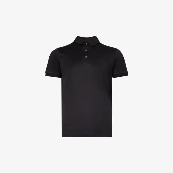 Рубашка-поло из джерси с вышитым логотипом Emporio Armani, цвет nero
