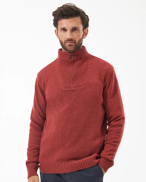 Мужской свитер с длинными рукавами и воротником-молнией Barbour, красный