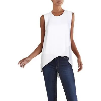 BCBGMAXAZRIA Женская белая блузка без рукавов с круглым вырезом Robin White Top S BHFO 4496