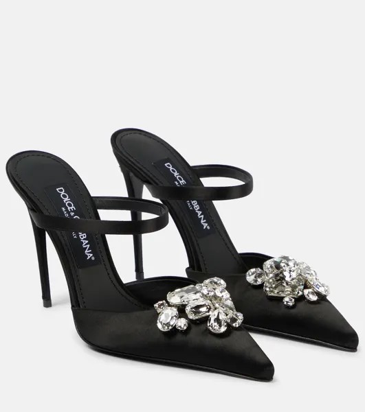 Атласные мюли с кристаллами Dolce&Gabbana, черный