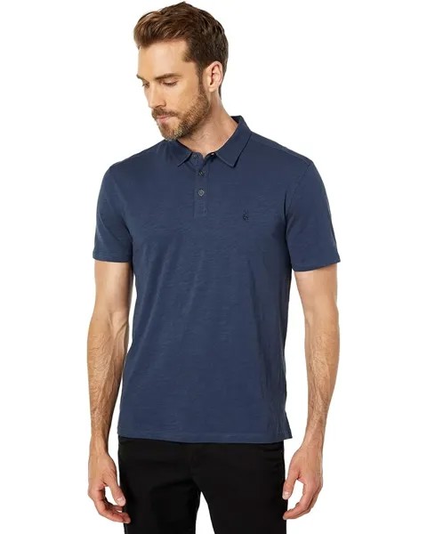 Поло John Varvatos Victor Short Sleeve Slub Cotton w/ Peace Sign Embroidery K5787Y2, цвет Oiled Blue