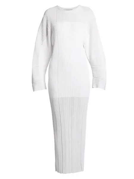 Плиссированное платье макси с длинными рукавами Stella Mccartney, белый