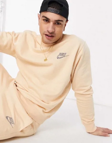 Свитшот выбеленного оранжевого цвета из флиса Nike Move to Zero Revival-Оранжевый цвет