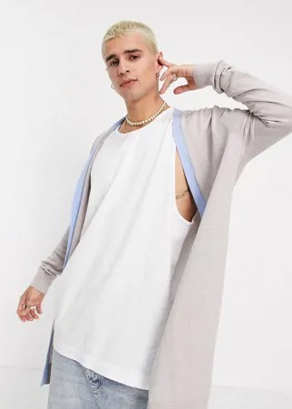 Светло-бежевый трикотажный кардиган с контрастной отделкой ASOS DESIGN