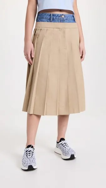 Юбка Juun. J Double Waist Pleated, бежевый