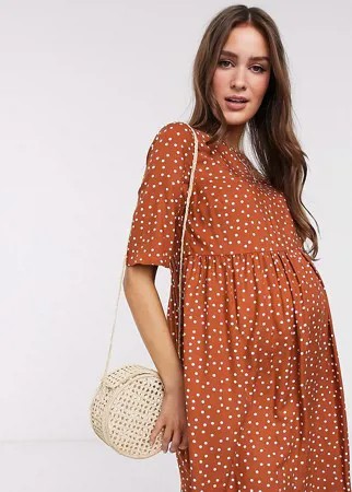 Свободное платье мини в горошек ASOS DESIGN Maternity-Мульти