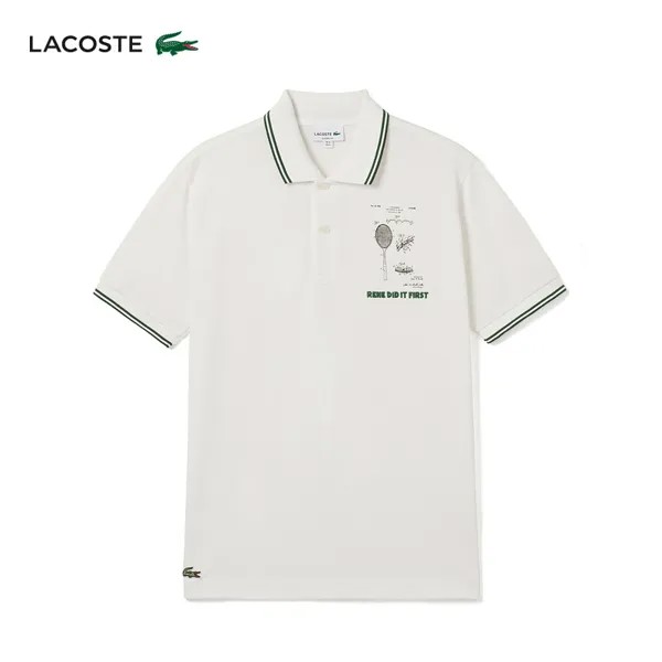 Рубашка-поло Lacoste с принтом, белый