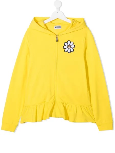 Moschino Kids худи на молнии с цветочной вышивкой