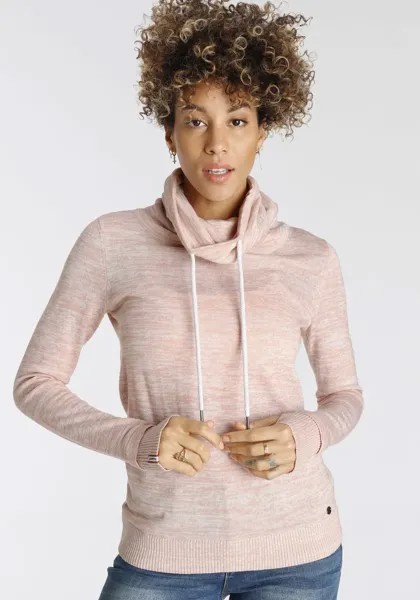 Свитер KangaROOS с шалевым воротником в особом меланжевом цвете, цвет Rose Melange