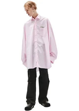 Розовая Оверсайз рубашка с принтом