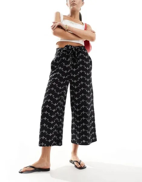 Широкие брюки-кюлоты с завязывающимся поясом ASOS DESIGN