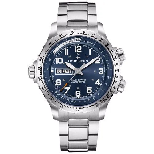 Наручные часы Hamilton Часы Hamilton Khaki Aviation X Wind Day Date Auto H77765141, синий