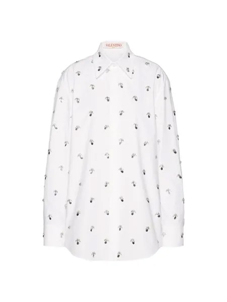 Поплиновая рубашка с вышивкой Valentino, белый