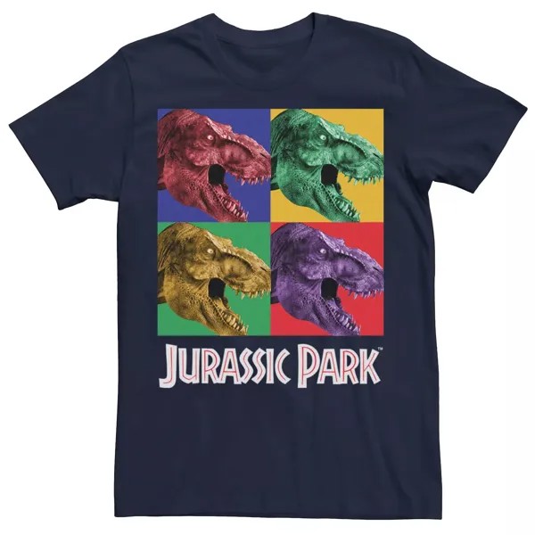 Мужская футболка в стиле поп-арт с оригинальными квадратами «Парк Юрского периода» в стиле «Дино» Jurassic World, синий