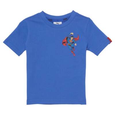 Футболка Puma Jl X Graphic с круглым вырезом и короткими рукавами для маленьких мальчиков, синие повседневные топы 8