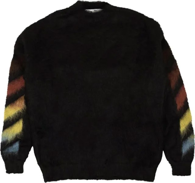 Свитер Off-White Diag Brushed Mohair Crewneck Sweater 'Black/Rainbow', черный
