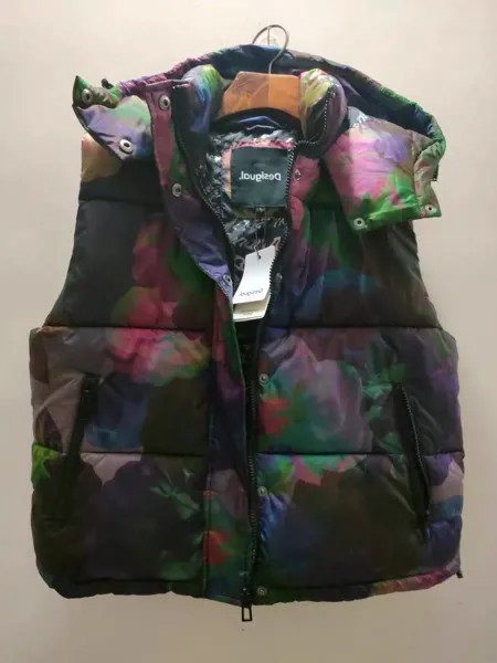 Международная торговля Испания Desigual Новое Женское Хлопковое платье с капюшоном теплое двухцветное БЕЗРУКАВНОЕ пальто новый тренд