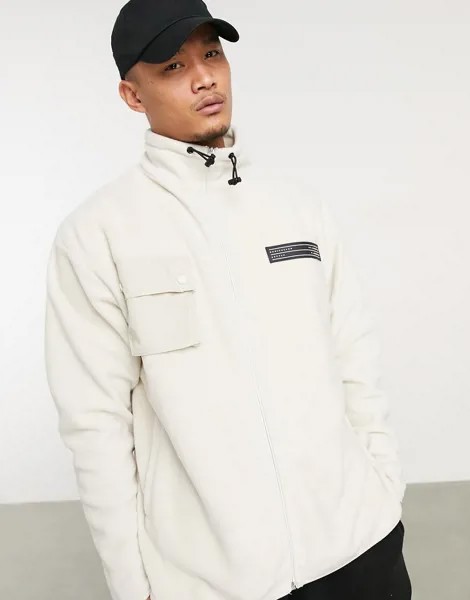 Флисовая oversized-олимпийка с карманом в утилитарном стиле ASOS Unrvlld Spply-Бежевый