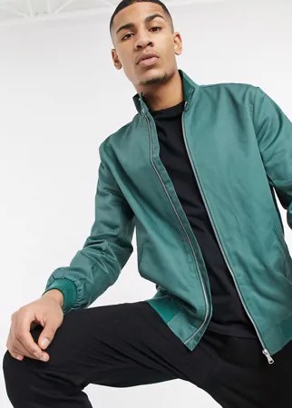 Темно-зеленая куртка Харрингтон с воротником-трубой ASOS DESIGN-Зеленый цвет