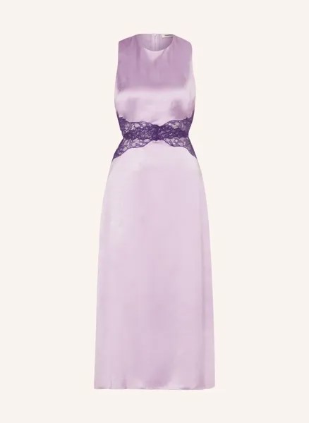 Атласное платье с вырезами и кружевом Sandro, фиолетовый