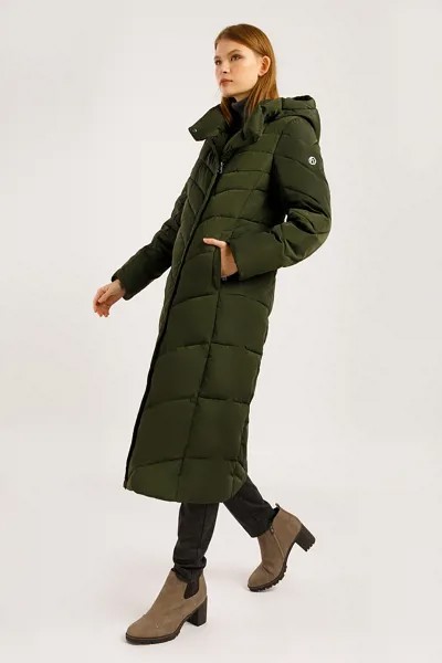 Пальто женское Finn Flare W19-11026 зеленое XS