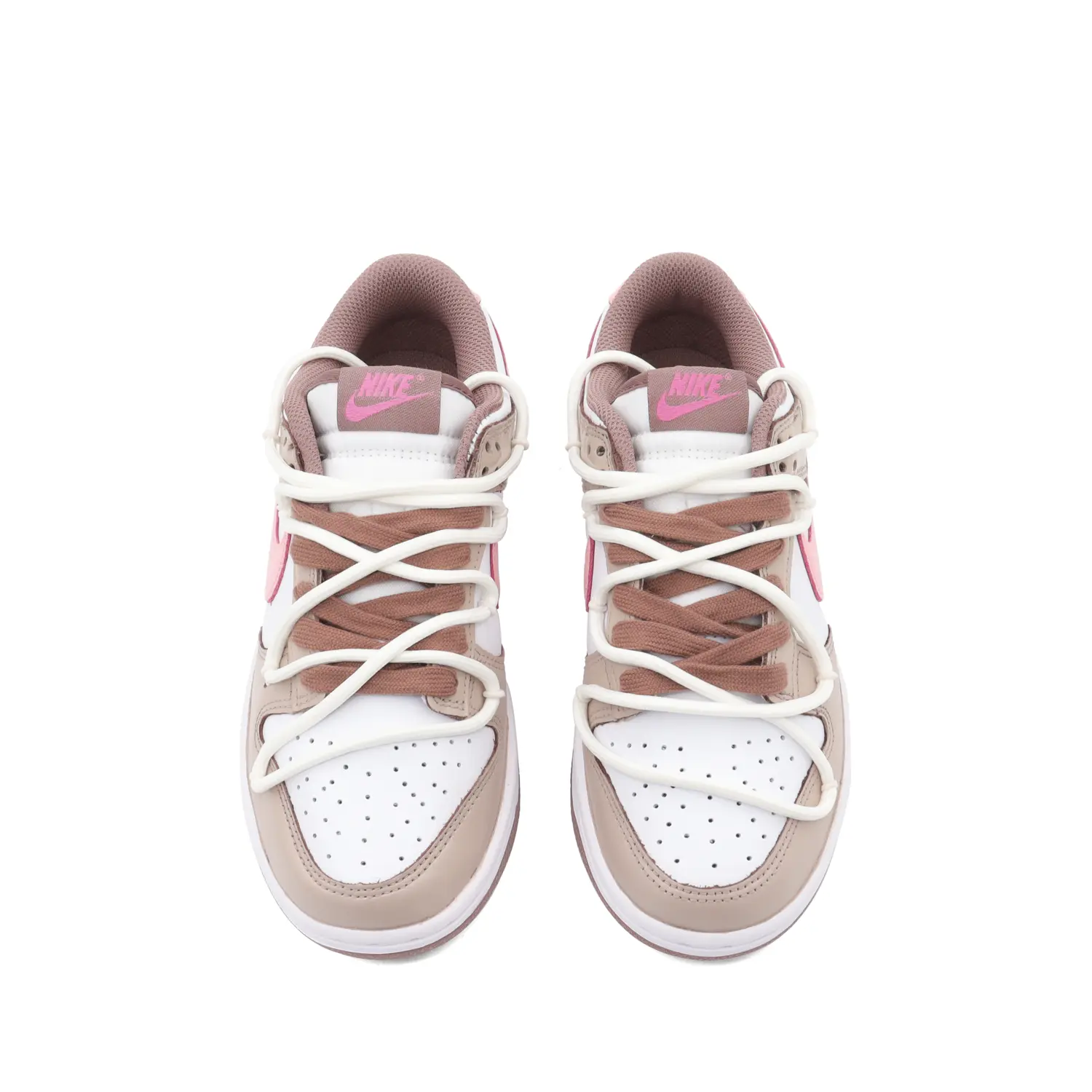 Кроссовки Nike Dunk Skateboarding Shoes Women's Low-top Khaki/white/pink, хаки