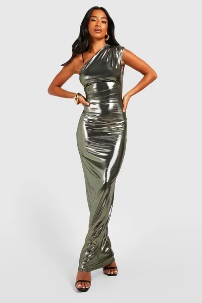 Максимальное платье макси металлического платья Boohoo, золотой