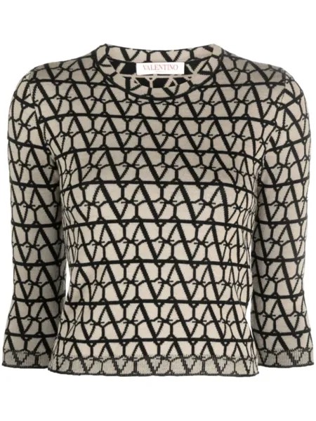 Valentino Garavani джемпер Toile Iconographe из вирджинской шерсти, нейтральный цвет