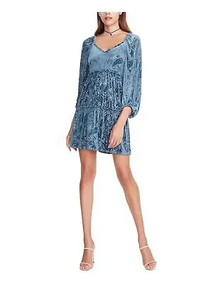 BETSEY JOHNSON Женское синее короткое вечернее платье с рукавом 3/4 и V-образным вырезом + расклешенное платье XL