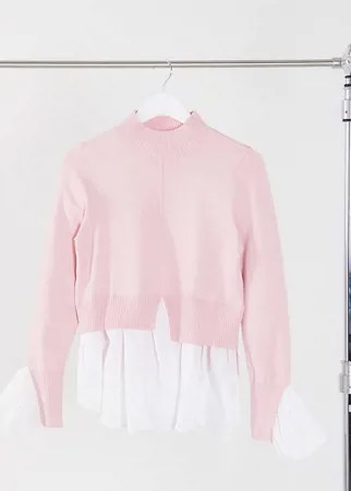 Светло-розовый джемпер «2 в 1» с имитацией рубашки New Look Tall