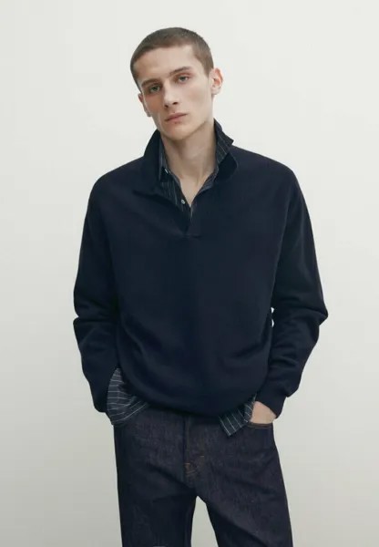 Рубашка-поло Blend Massimo Dutti, цвет dark blue